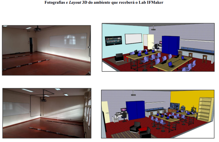 Projeção de como será o espaço do Lab IF Maker de Itumbiara